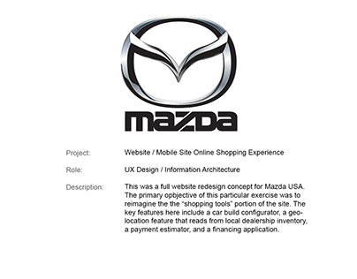 Mazda USA Website Redesign Concept
