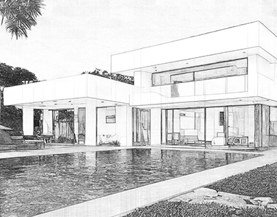 Digital Sketch Real Estate, Architecture Portrait House