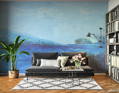 Wall Decal: A Lush Blue Waterscape Scene