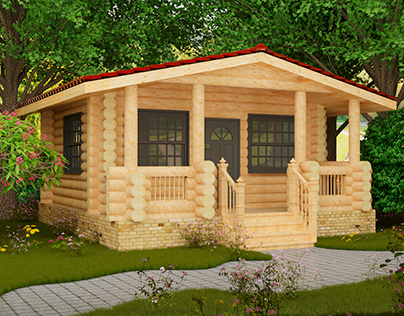 3D visualisation wooden house