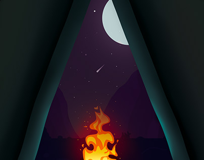 Campfire tent illustration