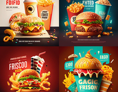 Social media fast food ad and banner design midjourney