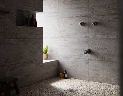 Faux-Pebbled Bathroom Tiles