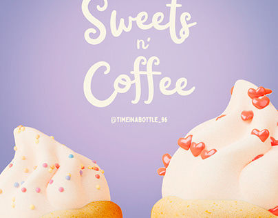 Miniatura de proyecto: Sweets and Coffee: 3D assets for Graphic and Web Design