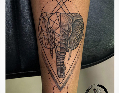 Geometric elephant tattoo