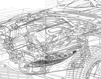 Aston Martin DB11 pencil drawing