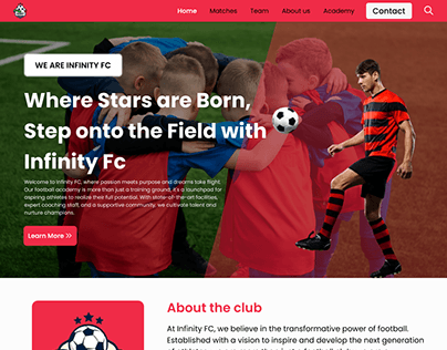 Infinity Football Club Website | Home Page | UI & UX