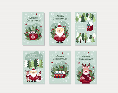 Christmas postcards. Full winter collection