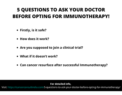 Questions to ask cancer doctor before Immunotherapy