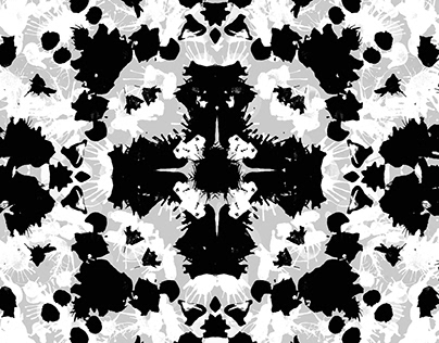 Motif floral tachisme noir gris et blanc