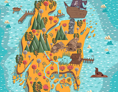 Treasure Island Map Illustration