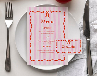 Menu or Dinner Party Invitation Template + Place Card.