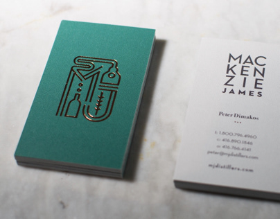Mackenzie James Distillers - branding and card design