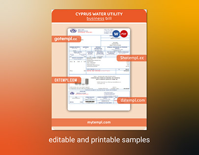 Cyprus water utility bill Word and PDF template