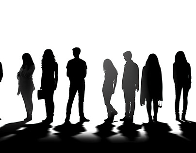 Illustration of silhouette of group of people