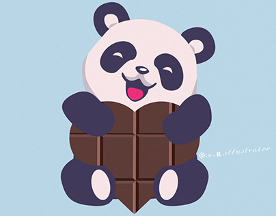 Panda with chocolate heart