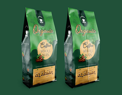 Arabian Organic Coffee Bag Design.