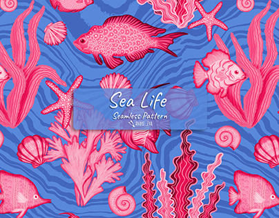 Sea life (seamless pattern)