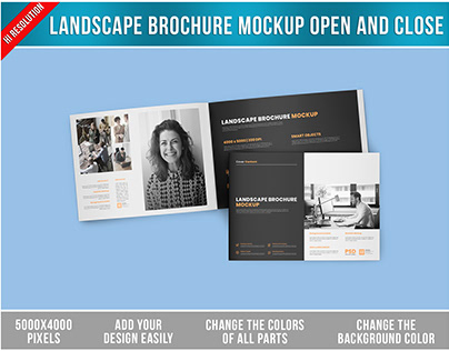 Landscape Brochure Mockup Open and Close