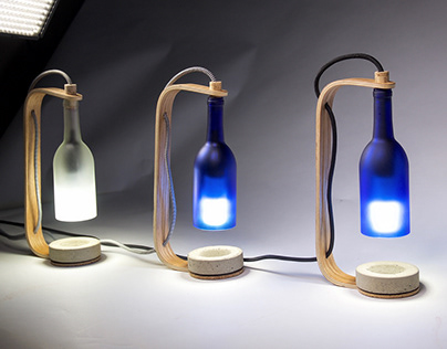 Bent Ply Wine Bottle Lamps
