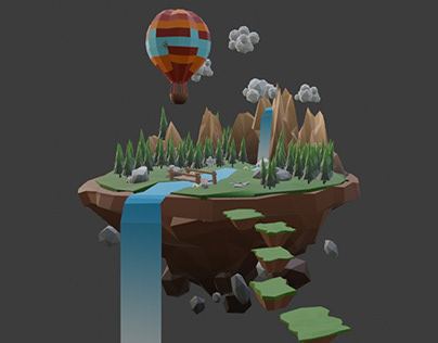 Low Poly 3d in Blender Island for game