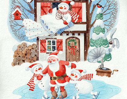 Merry Christmas. Funny Snowmen.