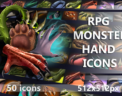 RPG Monster Hand Game Icons