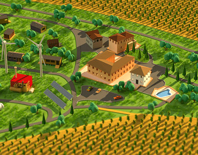 low poly 3d - Open spaces in Italy