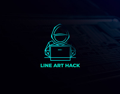 Hacking line art logo design
