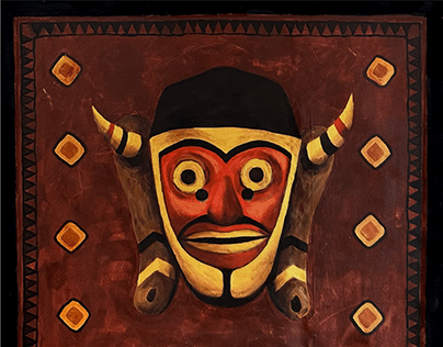 Paintings of Borneo Wooden Masks