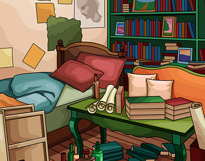 Room with books