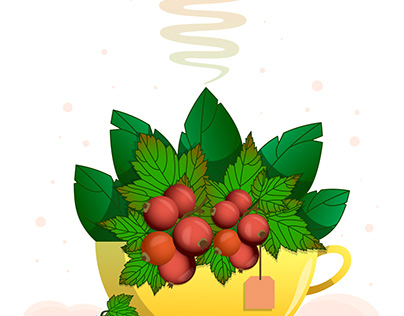 illustration of red currant tea