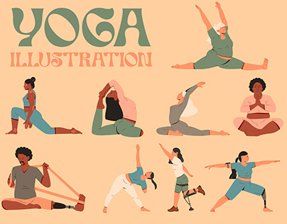 Illustration of People doing Yoga