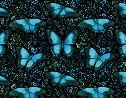 Butterfly - botanical pattern