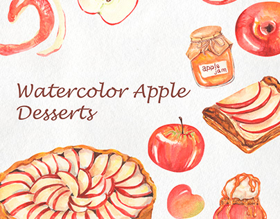 Watercolor Apple Desserts