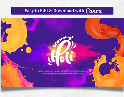 Holi Festive Template on Purple Background | Canva