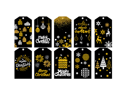 Black gold powder hanging card Christmas design