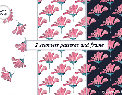 Small floral set. Frame and patterns