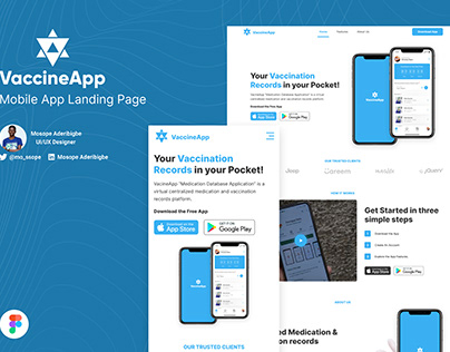 Mobile App Landing Page for 'VaccineApp"