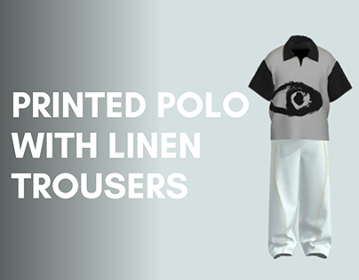 printed polo with linen trousers