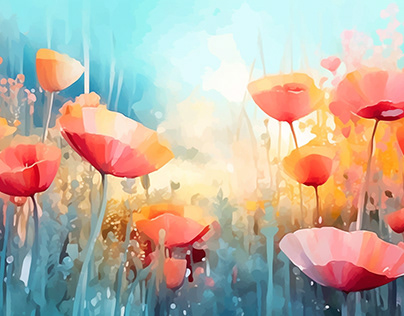 Watercolor Flower Background AI Generated