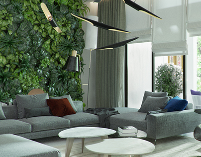 Contemporary eco atrium living room