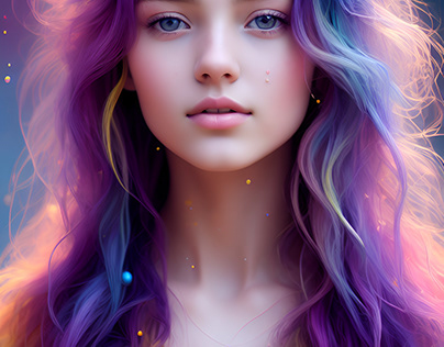 Beautiful Girl Colorful Face