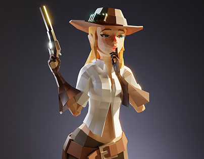 Lowpoly cowgirl character