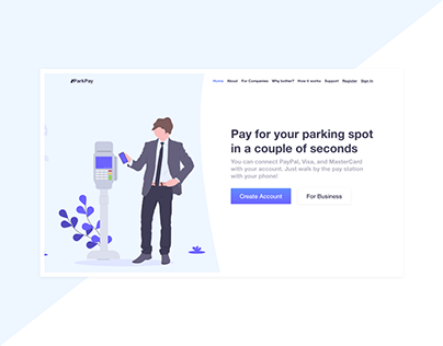 Landing Page for Parking Payment App - Light Design