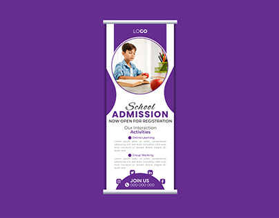 simple School admission for roll-up banner template