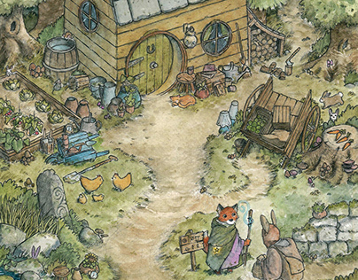 Fox's Forest Homestead - Watercolour Diorama