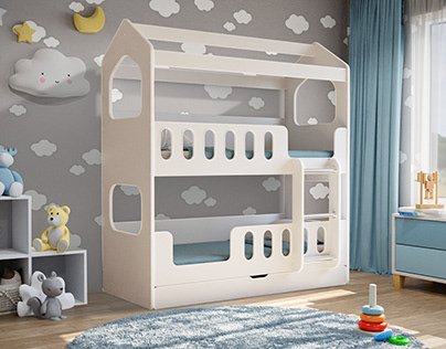 3D visualization of a bed in a children's room
