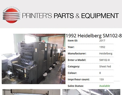 1992 Heidelberg SM102-8 by Printers Parts & Equipment