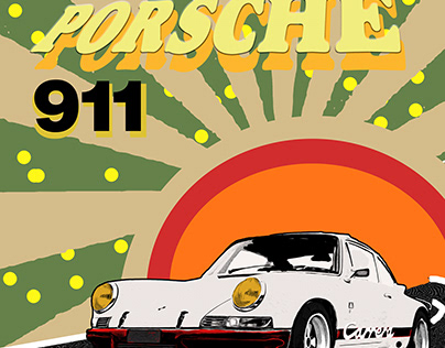 PORSCHE 911 Cartoon Style Graphic